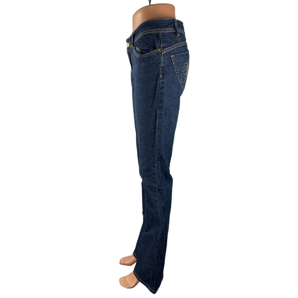 Dereon Womens Dark Blue Mid Rise Bell Bottom Bootcut Flare Denim Jeans Pants 5/6 - Picture 4 of 5